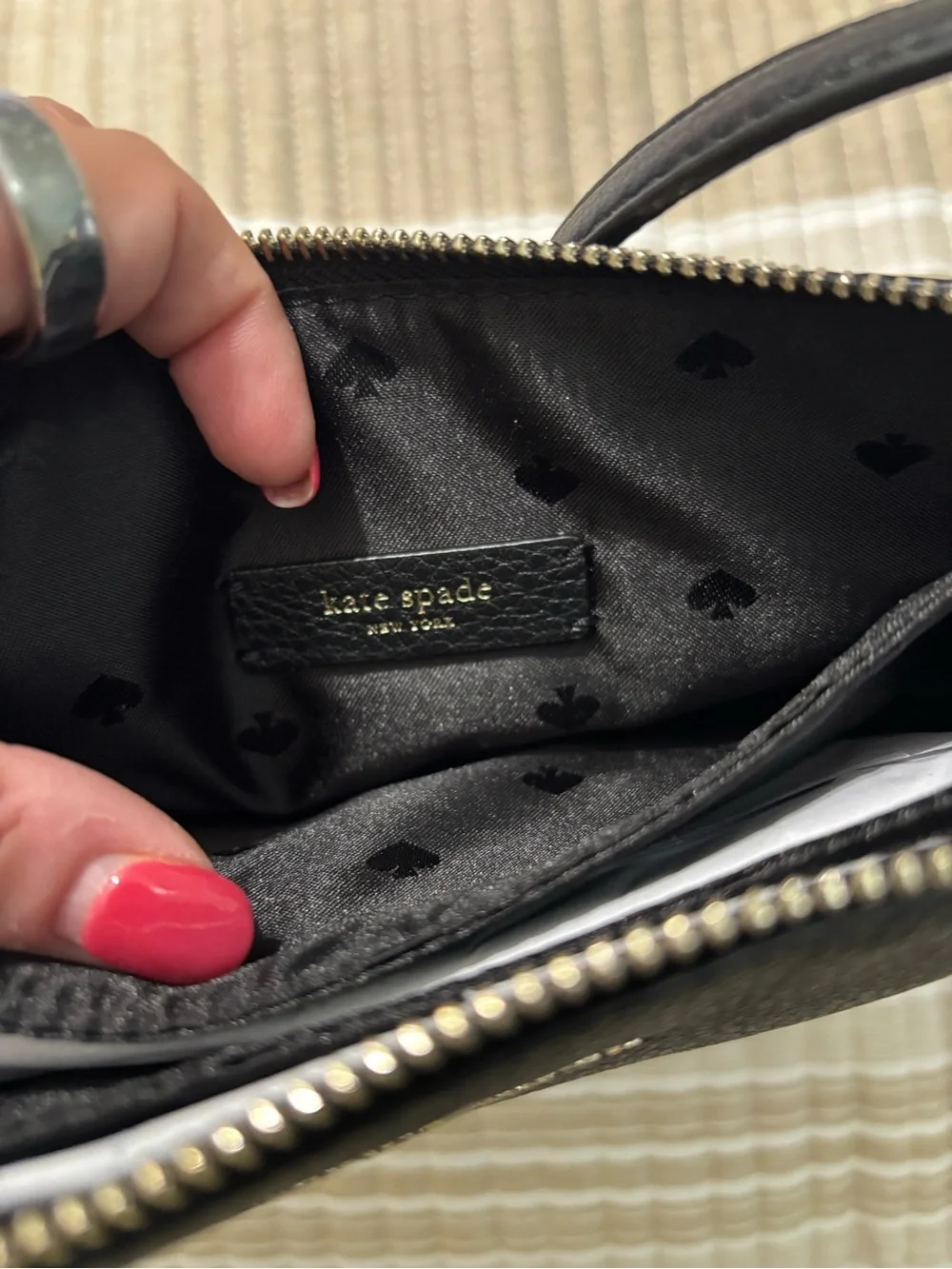kate spade Black Pebbled Leather Messenger Crossbody